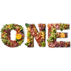 Soul & Lane ONE Charcuterie Board Letters, Fillable Cardboard Letter Boxes for Strawberries and Food, White Large Paper Mache Tray Cutouts for Parties and Anniversaries