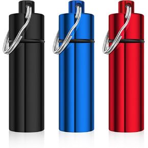 3 قطع حقيبة تنظيم حبوب الدواء للسفر مع سلسلة مفاتيح حامل حبوب للمحفظة وحقيبة حبوب الجيب للرجال، مناسبة للتخييم في الهواء الطلق والسفر (أسود، فضي، أحمر) in Kuwait