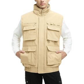 Mens Vest Men's Winter Vest Outerwear with Pockets Fleece Lined Water-Resistant