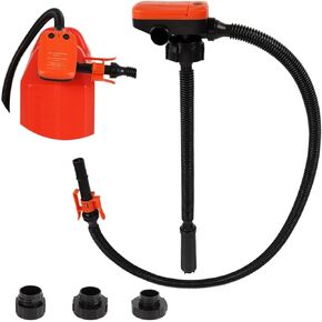 HUT Automatic Fuel Transfer Pump with Auto-Stop Sensor (2.4 GPM), AA Battery Powered Portable Gasoline Diesel Pump with Flexible Intake Hose and 3 Adapters for Gas, Diesel, Kerosene