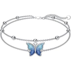 MONGAS Butterfly Bracelet Sterling Silver Butterfly Link Bracelet Butterfly Jewelry for Women Butterfly Lovers