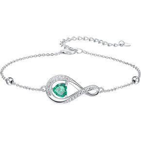 KINGWHYTE Infinity Bracelet 925 Sterling Silver Infinity Bracelets with Heart Zircon Adjustable Wome's Bracelet Jewelry Birthday Anniversary Christmas Gifts for Women