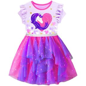 VIKITA Girls Dresses Summer Party Valentine's Day Tutu Dress for 2-12 Years Kids