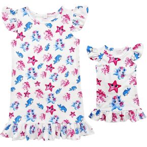 Bow Dream Girl Dress and Matching American Girl Doll Clothes for Girls White Starfish Size 120