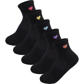 5 Pairs Solid Color Heart Socks Casual Above-ankle Crew Socks for women, Packaged with Present Box
