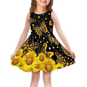 Veniyate Little Girls Tank Dress Sleeveless Casual Swing A-Line Dresses Knee-Long Sundress with Pockets