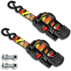 NUOER 2 Packs Retractable Ratchet Straps (1.5in x 12.3ft),Cargo Strap Tie Downs for Trunk, Garage Motorcycles, Atvs,Trailers-WLL1,102LbS,BS:2,204Lbs（Camouflage Colour）