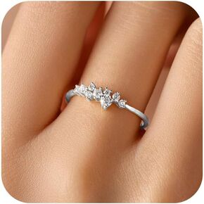 18K Gold Plated 925 Sterling Silver Engagement Rings for Women White Cluster CZ Moissanite Wedding Eternity Bands Ring Dainty Stackable Promise Rings for Her Jewelry Birthday Christmas Gifts