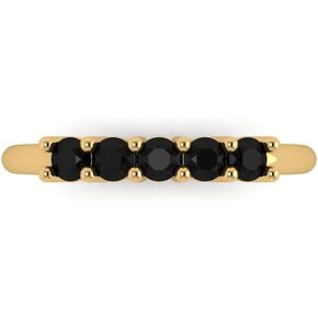 0.4 ct Brilliant Round Cut Natural Onyx 14k Yellow Gold Bridal Engagement Wedding Desginer Stackable Band SZ 6.75