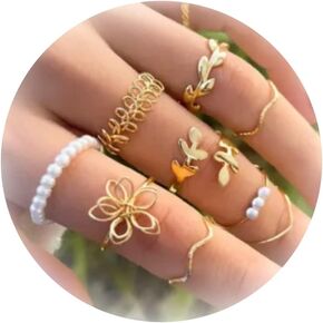 Dcfywl731 Knuckle Rings Set for Women Stackable Midi Finger Rings Boho Stacking Rings Vintage Cute Rings Jewelry Gift