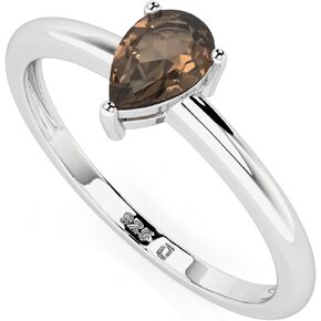 Natural Smoky Quartz Stackable Ring for Women, Girls in Sterling Silver, November Birthstone Jewelry Gifts for Her (Round, Oval, Pear)