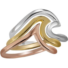 925 Sterling Silver Hawaiian Heirloom Trinity Wave Puzzle Ring Stackable Wedding Engagement Promise Eternity Band, Nickel Free Hypoallergenic for Sensitive Skin, with Gift Box