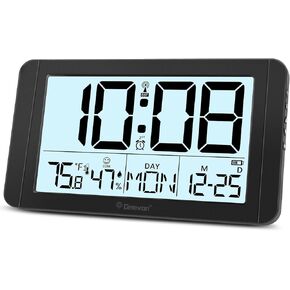 Geevon Digital Atomic Alarm Clock for Bedroom, Digital Clock with Large Big Numbers Display, Backlight, Bedside Atomic Desk Clock with Temp, DST, Snooze, 12/24H, for Home, Office, Elderly