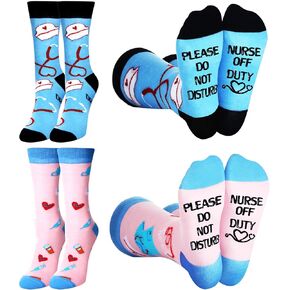 Vicenpal 2 Pairs Nurse Appreciation Gifts Socks for Women Nurse off Duty Socks Nurse Christmas Gifts for Women Men Girls