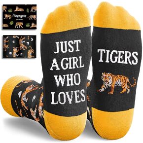 HAPPYPOP Tiger Gift Ideas for Women Girls - Funny Tiger Socks, Tiger Stuff Christmas Stocking Stuffers for Teens, Animal Socks