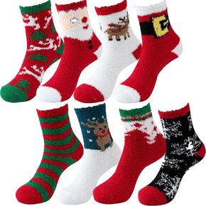 8 Pairs Christmas Socks for Women and Men Winter Warm Socks Cute Fun Holiday Socks