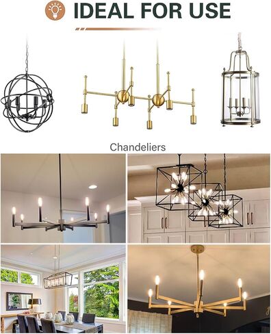 مصابيح LED T6 قابلة للتعتيم، مصابيح إضاءة اديسون 8 وات E12 بيضاء ناعمة 3000 ك، 800 لومن، 100 وات لمبات شمعدان متوهجة تعادل لمبة شمعة اديسون ذات خيوط LED عتيقة مع ديكور، 6 عبوات. in Kuwait