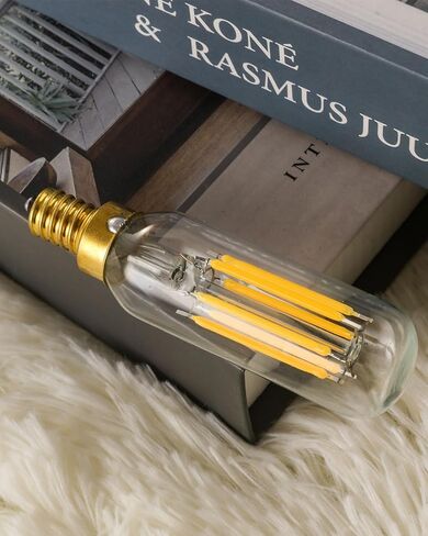 مصابيح LED T6 قابلة للتعتيم، مصابيح إضاءة اديسون 8 وات E12 بيضاء ناعمة 3000 ك، 800 لومن، 100 وات لمبات شمعدان متوهجة تعادل لمبة شمعة اديسون ذات خيوط LED عتيقة مع ديكور، 6 عبوات. in Kuwait