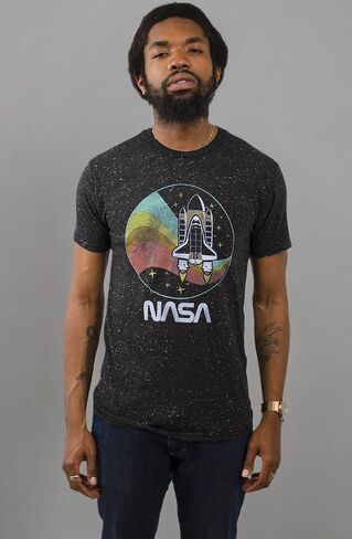 Tee Luv Men's NASA Space Shuttle Shirt - NASA Worm Logo Stars T-Shirt in Kuwait