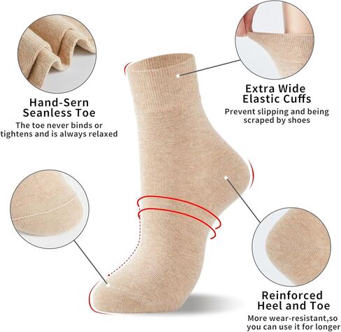 J-BOX Crew Socks for Women Casual Cotton Socks Soft Breathable Dress Socks 10 Pairs in Kuwait