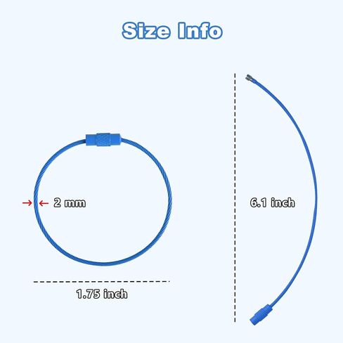 حزمة كوزموس مكونة من 30 حلقة سلكية لحاملي بطاقات الأمتعة، حامل سلسلة مفاتيح سلكية من الفولاذ، حامل سلسلة مفاتيح قابل للتمديد، حامل معلق لبطاقة السفر للسفر، 6 ألوان متنوعة in Kuwait