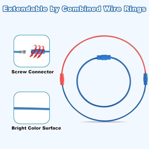 حزمة كوزموس مكونة من 30 حلقة سلكية لحاملي بطاقات الأمتعة، حامل سلسلة مفاتيح سلكية من الفولاذ، حامل سلسلة مفاتيح قابل للتمديد، حامل معلق لبطاقة السفر للسفر، 6 ألوان متنوعة in Kuwait