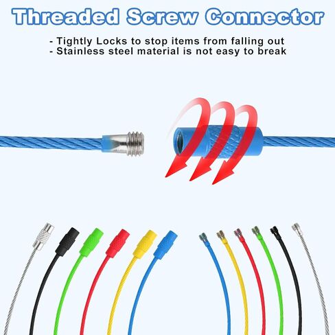 حزمة كوزموس مكونة من 30 حلقة سلكية لحاملي بطاقات الأمتعة، حامل سلسلة مفاتيح سلكية من الفولاذ، حامل سلسلة مفاتيح قابل للتمديد، حامل معلق لبطاقة السفر للسفر، 6 ألوان متنوعة in Kuwait