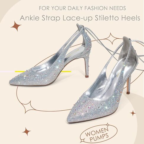GENSHUO Lace Up Pumps for Women Strappy High Heels Sexy Pointed Closed Toe Shoes 3 Inch Stiletto Heels Suede Dress Party Wedding Shoes in Saudi Arabia
