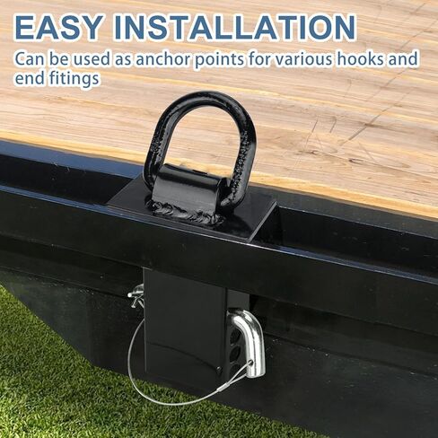 6 Packs Stake Pocket D Ring, Heavy Duty Trailer D Ring Tie Down Anchors, Adjustable with Anti-Loss Cord 16200lbs Load Trailer Accessories Utility for Flatbed Cargo Truck, Black in Saudi Arabia