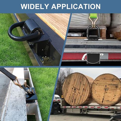 6 Packs Stake Pocket D Ring, Heavy Duty Trailer D Ring Tie Down Anchors, Adjustable with Anti-Loss Cord 16200lbs Load Trailer Accessories Utility for Flatbed Cargo Truck, Black in Saudi Arabia