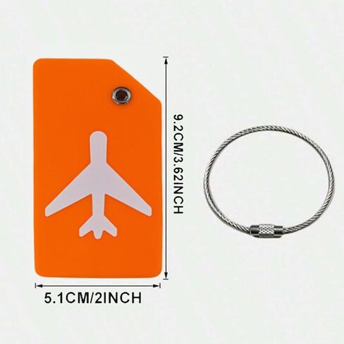 Luggage Tags for Suitcases with Name Id Card, Silicone Backpacks Handbags Tag with Stainless Steel Rings, Orange in Kuwait