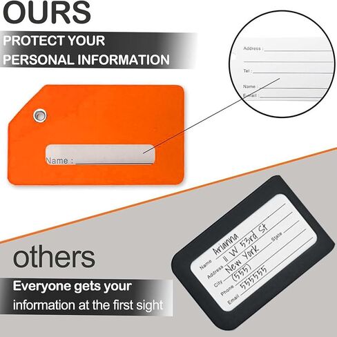 Luggage Tags for Suitcases with Name Id Card, Silicone Backpacks Handbags Tag with Stainless Steel Rings, Orange in Kuwait