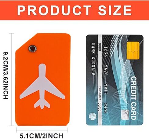 Luggage Tags for Suitcases with Name Id Card, Silicone Backpacks Handbags Tag with Stainless Steel Rings, Orange in Kuwait