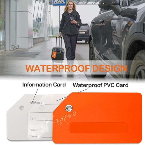 Luggage Tags for Suitcases with Name Id Card, Silicone Backpacks Handbags Tag with Stainless Steel Rings, Orange in Kuwait