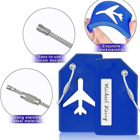 علامات الأمتعة للحقائب مع بطاقة هوية الاسم، حقائب الظهر المصنوعة من السيليكون مع حلقات من الفولاذ المقاوم للصدأ، برتقالي in Kuwait