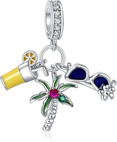 مجوهرات المحيط سحر 925 الفضة الاسترليني طيور البطريق البحر السلاحف اللؤلؤ أشجار جوز الهند المراسي قلادة الخرز للنساء تناسب أساور الصيف عيد الميلاد عيد الميلاد للحفيدات in Kuwait