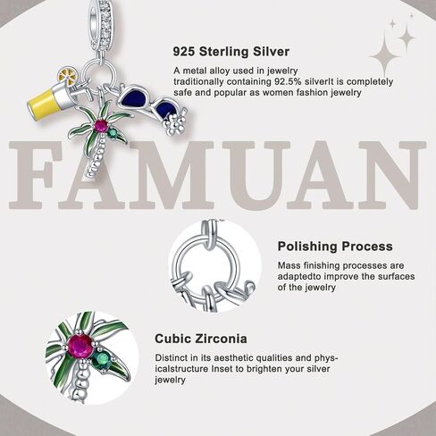 مجوهرات المحيط سحر 925 الفضة الاسترليني طيور البطريق البحر السلاحف اللؤلؤ أشجار جوز الهند المراسي قلادة الخرز للنساء تناسب أساور الصيف عيد الميلاد عيد الميلاد للحفيدات in Kuwait