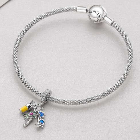 مجوهرات المحيط سحر 925 الفضة الاسترليني طيور البطريق البحر السلاحف اللؤلؤ أشجار جوز الهند المراسي قلادة الخرز للنساء تناسب أساور الصيف عيد الميلاد عيد الميلاد للحفيدات in Kuwait