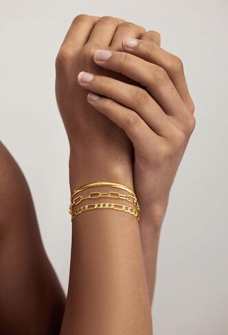 Gold Bracelets for Women Trendy,Stackable 14k Gold Plated Bangle Bracelets Set Waterproof Cuban Link Diamond Beaded Chain Paperclip Chain Bracelets Simple Fashion Jewelry Gifts for Women in Saudi Arabia