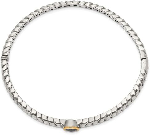 سوار Lex & Lu من الذهب الأصفر عيار 14 قيراط مع الفضة الإسترليني العتيقة مقاس 6 ملم من العقيق اليماني in Kuwait