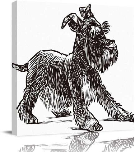 Dog Wall Art, Puppy Canvas Wall Art, Framed Wall Art for Living Room Decor Bedroom Decor, Canvas Prints 12"x12" Wall Decor, Bathroom Decor Wall Art, Black and White Wall Art, Paintings Ready to Hang in Saudi Arabia