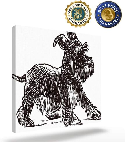 Dog Wall Art, Puppy Canvas Wall Art, Framed Wall Art for Living Room Decor Bedroom Decor, Canvas Prints 12"x12" Wall Decor, Bathroom Decor Wall Art, Black and White Wall Art, Paintings Ready to Hang in Saudi Arabia