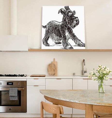 Dog Wall Art, Puppy Canvas Wall Art, Framed Wall Art for Living Room Decor Bedroom Decor, Canvas Prints 12"x12" Wall Decor, Bathroom Decor Wall Art, Black and White Wall Art, Paintings Ready to Hang in Saudi Arabia