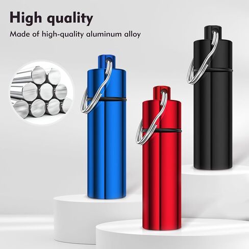 3 قطع حقيبة تنظيم حبوب الدواء للسفر مع سلسلة مفاتيح حامل حبوب للمحفظة وحقيبة حبوب الجيب للرجال، مناسبة للتخييم في الهواء الطلق والسفر (أسود، فضي، أحمر) in Kuwait