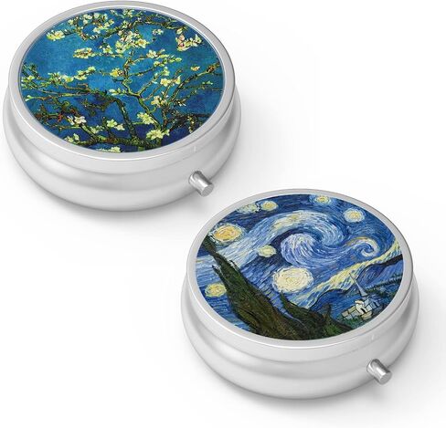 Pill Box 3 Compartment Medicine Pill Case,Portable Pill Box for Pocket or Purse Pill Box Decorative Metal Medicine Vitamin Organizer Unique Gift(Geometric Colorful Mandala) in Kuwait