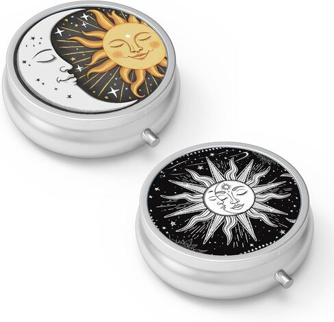 Pill Box 3 Compartment Medicine Pill Case,Portable Pill Box for Pocket or Purse Pill Box Decorative Metal Medicine Vitamin Organizer Unique Gift(Geometric Colorful Mandala) in Kuwait