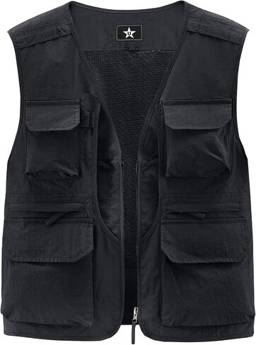 LOUECHY Men's Fishing Vest Lightweight Safari Travel Vest Utility Cargo Vest with Multi Pockets in Saudi Arabia