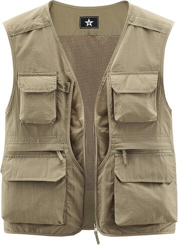 سترة LOUECHY الرجالية لصيد الأسماك خفيفة الوزن للسفر وسفاري، سترة شحن متعددة الجيوب مع جيوب متعددة in Kuwait