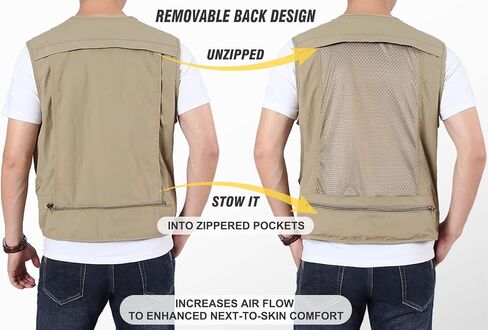 سترة LOUECHY الرجالية لصيد الأسماك خفيفة الوزن للسفر وسفاري، سترة شحن متعددة الجيوب مع جيوب متعددة in Kuwait