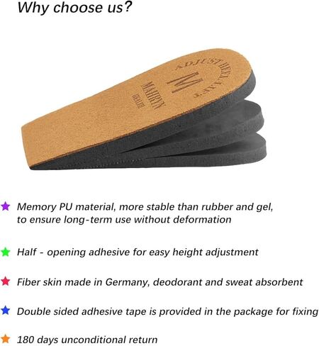 رفع كعب تقويمي قابل للتعديل لاختلافات طول الساق وآلام الكعب، والإصابات الرياضية، والتهاب وتر العرقوب، ونعال زيادة الارتفاع (بني 6 طبقات، متوسط) in Kuwait